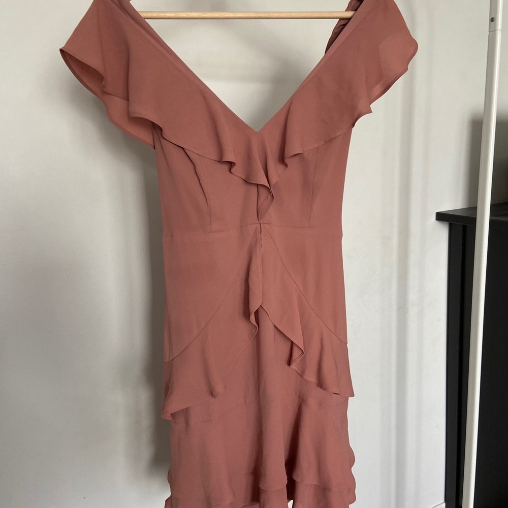 EXPRESS Nude/Pink Ruffle Mini Dress - Picture 3 of 4